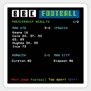 90s Nostalgia TV Football Results Dad Gift Sticker